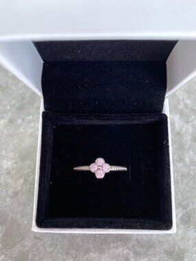 Pandora Sparkling Pink Flower Ring Sterling Silver S925 ALE Size 7